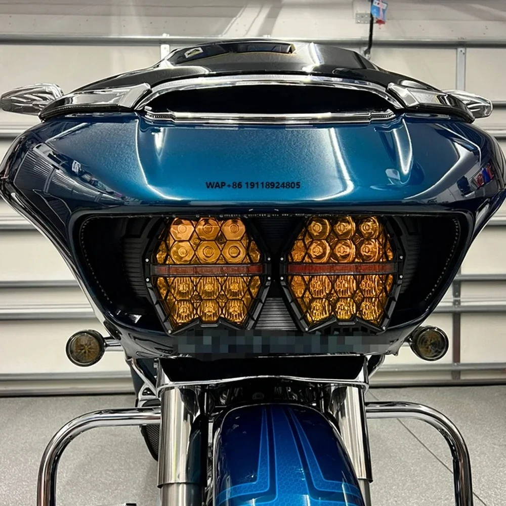 

Motorcycle LED Headlight for Road Glide 2015-2023 Amber DRL 12V Hi/Lo Beam Daytime Running Light Front Lamp