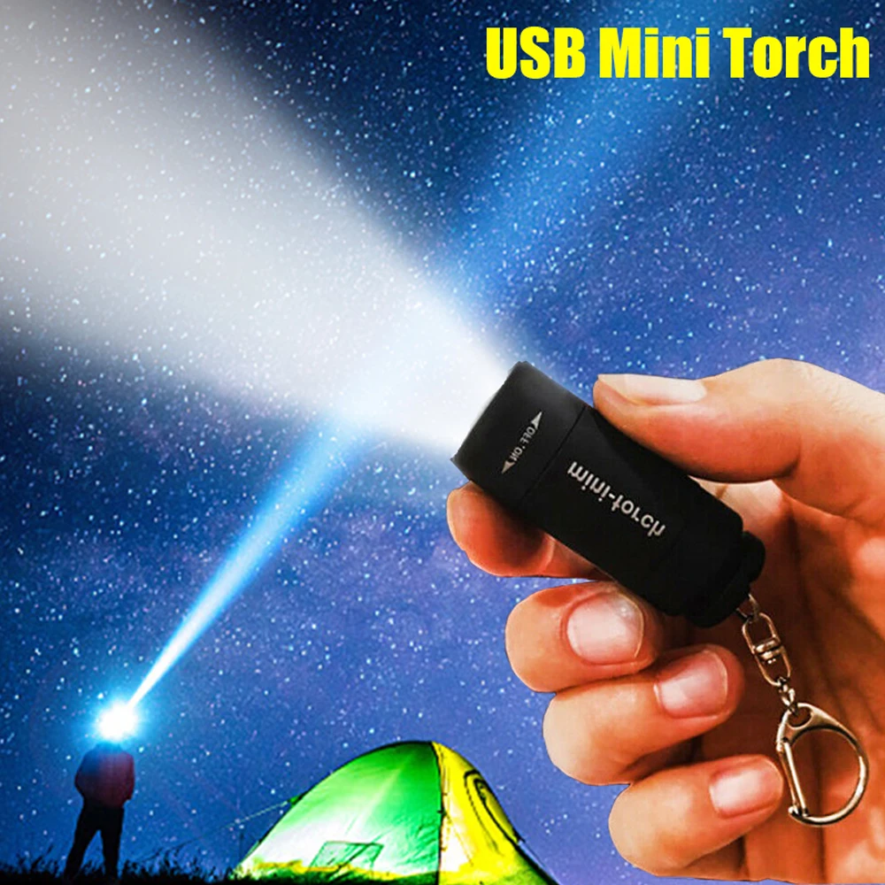 Mini Keychain Light USB Rechargeable Keychain Flashlights Waterproof Small Flashlights for Emergency LED Tiny Flashlight Gift