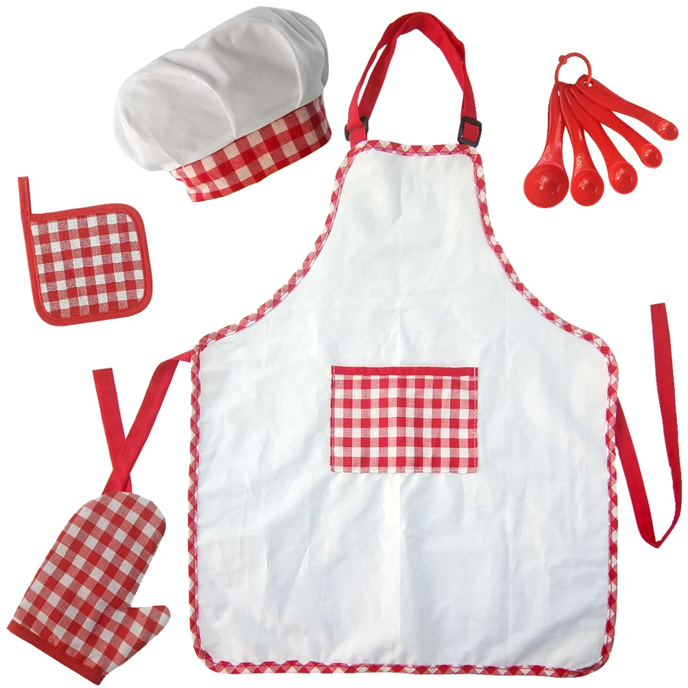 1 Set Kids Cooking Apron Kit Children Baking Tools Food Grade Safe Kitchen Supplies For Toddlers Preschool Learning Play Pretend