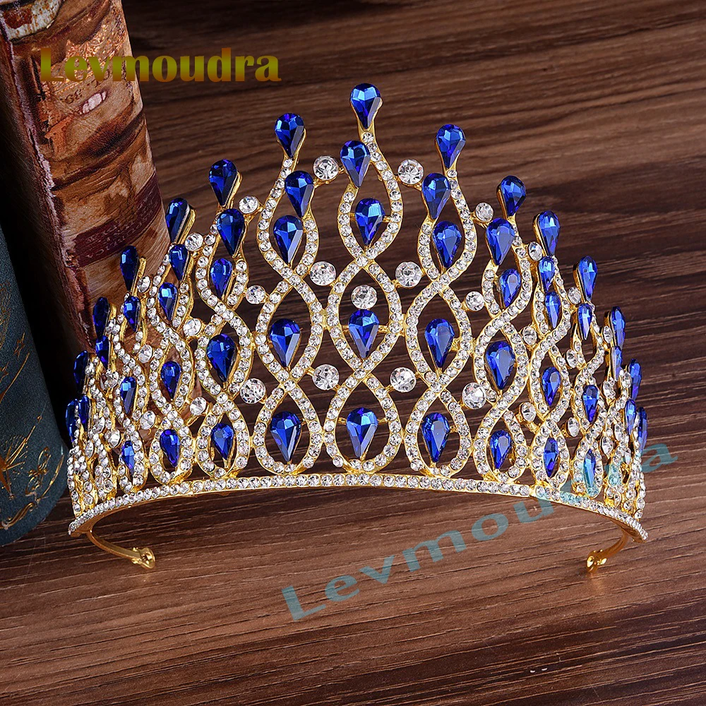 

Levmoudra Bride Royal Queen Headband Princess Headpieces for Birthday Cake Crown & Prom Pageant Party