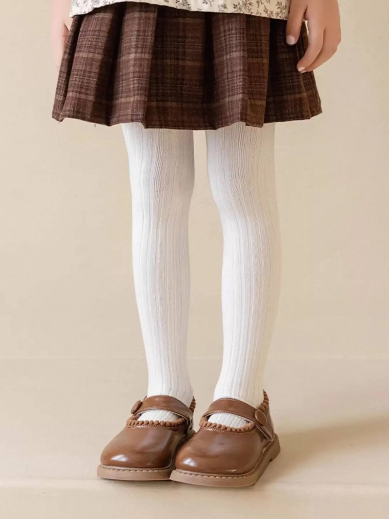 1 Piece Solid Ribbed Kids Girls Tights 0-12Y Soft Knit Pantyhose Spring Autumn Casual Daily Toddler Base Layer Legging Socks