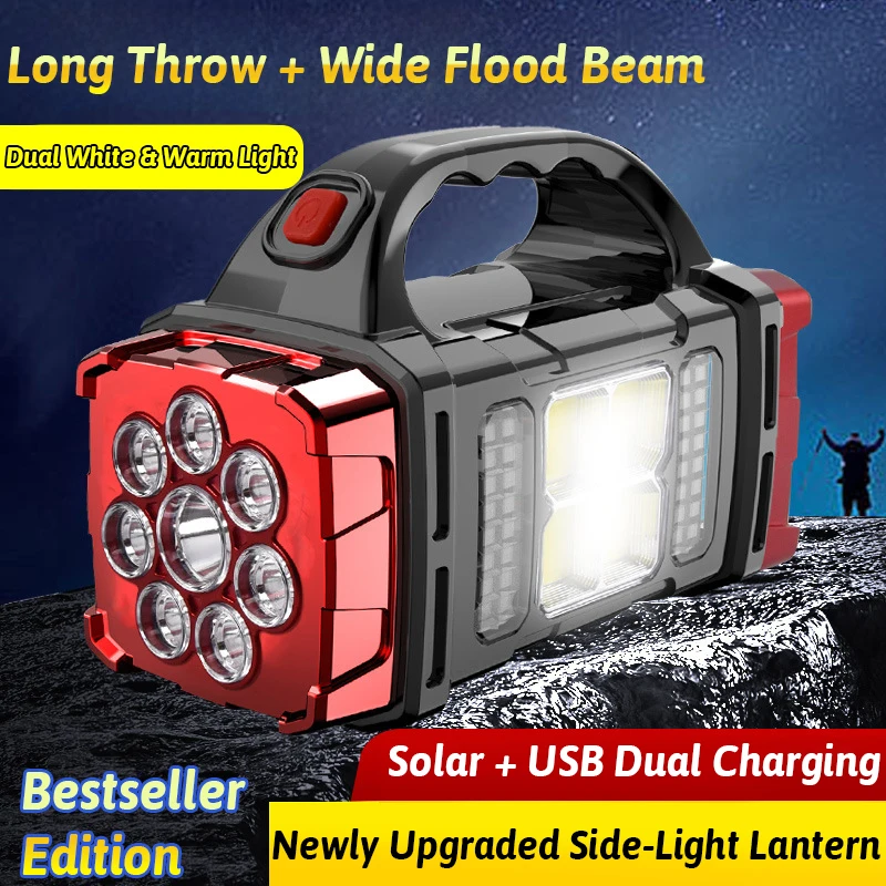 Dual Color + Dual Light Source Solar Rechargeable 16 LED Light USB Power Bank Function Multi Switches Portable   JJ2432  HG
