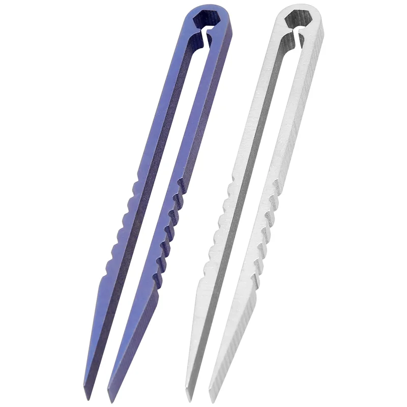 2 Pack Mini Tweezers Titanium Portable Titanium Alloy Tweezers Survival Camping Outdoor Travel Mini Tool