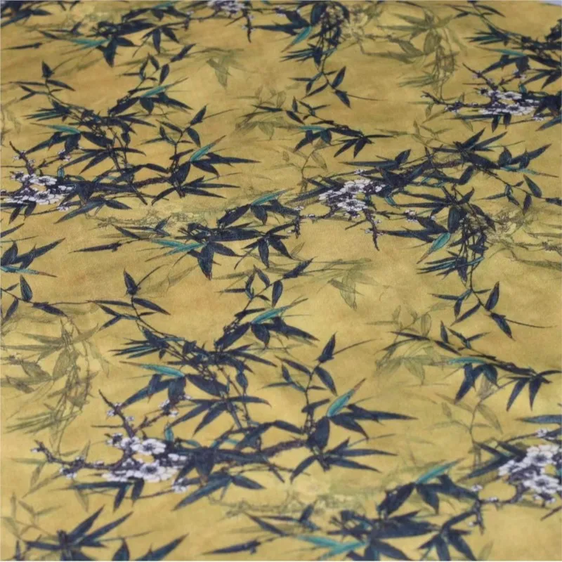 New Chinese-style leaf cotton fabric velvet spray-painted digital printed environmentally friendly and windproof home