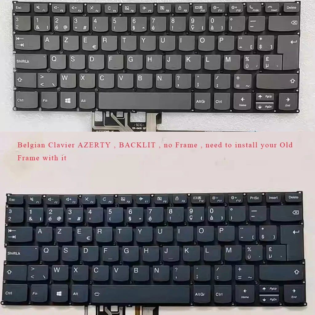 Nuevo teclado AZERTY belga para Lenovo YOGA 530-14IKB 530-14ARR 730-13IKB 730-13IWL 730-15IKB 730-15IWL negro con retroiluminación