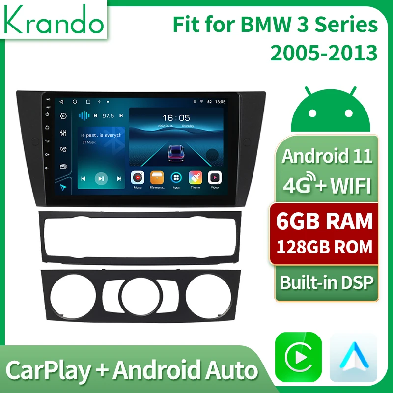 Krando شاشة السيارة أندرويد سيارة اللعب راديو تلقائي FM 1280*720 شاشة تعمل باللمس نظام تحديد المواقع والملاحة 8core DSP لسيارات BMW 3 Series E90 2005-2013 #6