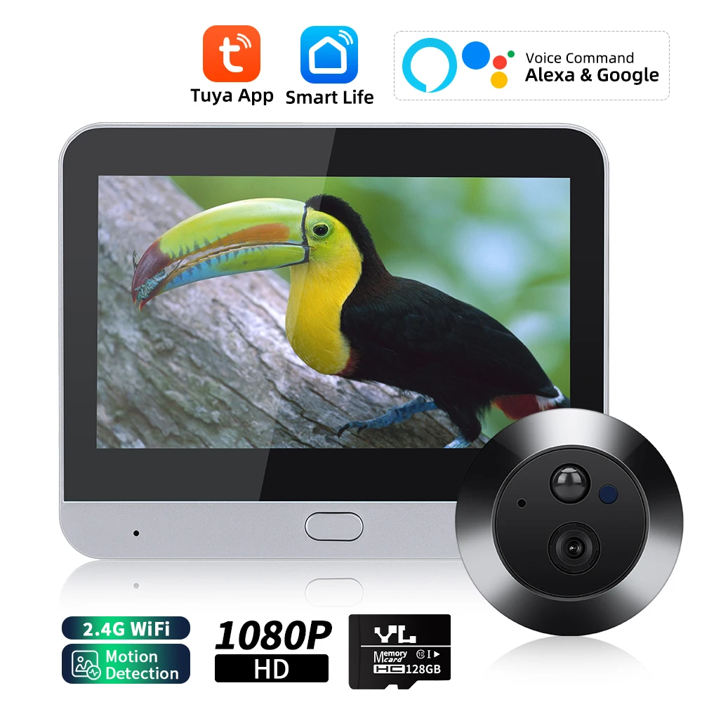Смарт-Камера Elecpow с Wi-Fi и дверным звонком, 1080P, 4,3 дюйма