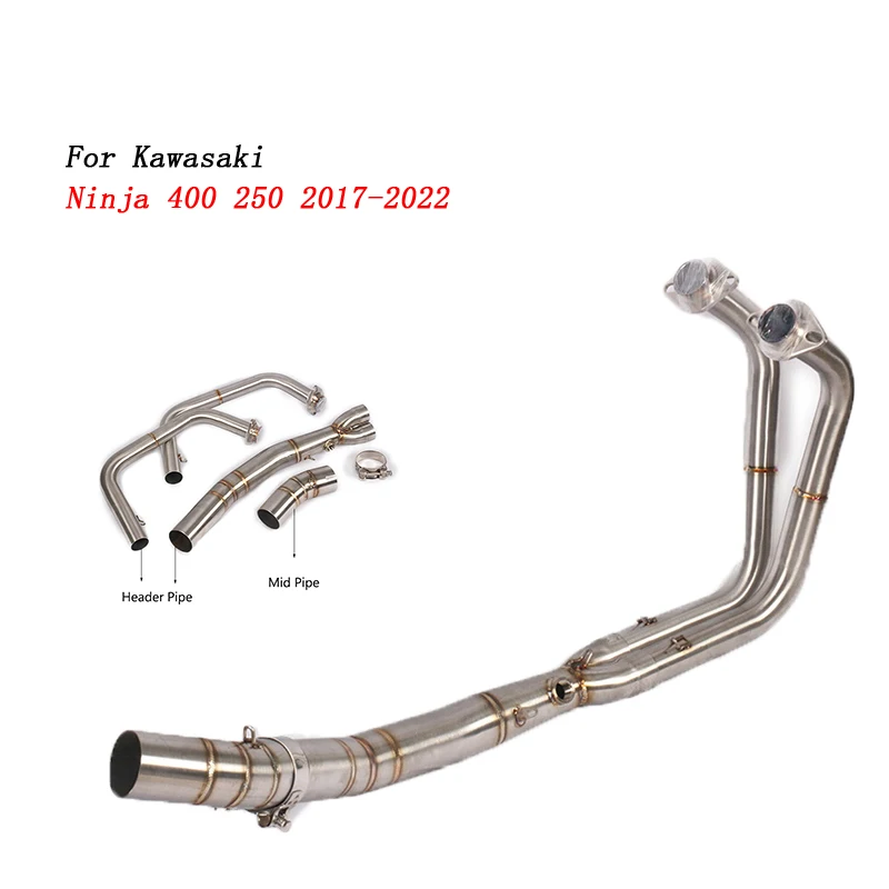 

51MM Motorcycle Front Link Pipe Stainless Steel Exhaust Escape Moto Full System Slip On For Kawasaki Ninja 400 250 2017-2022
