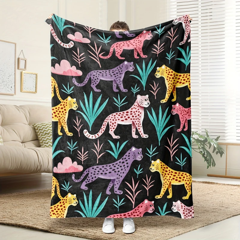 Leopard Snake Curved Line Print Throw Blanket,Soft Sofa,Bed Cover,Chill Lounge,Anniversary Modern Animal Present