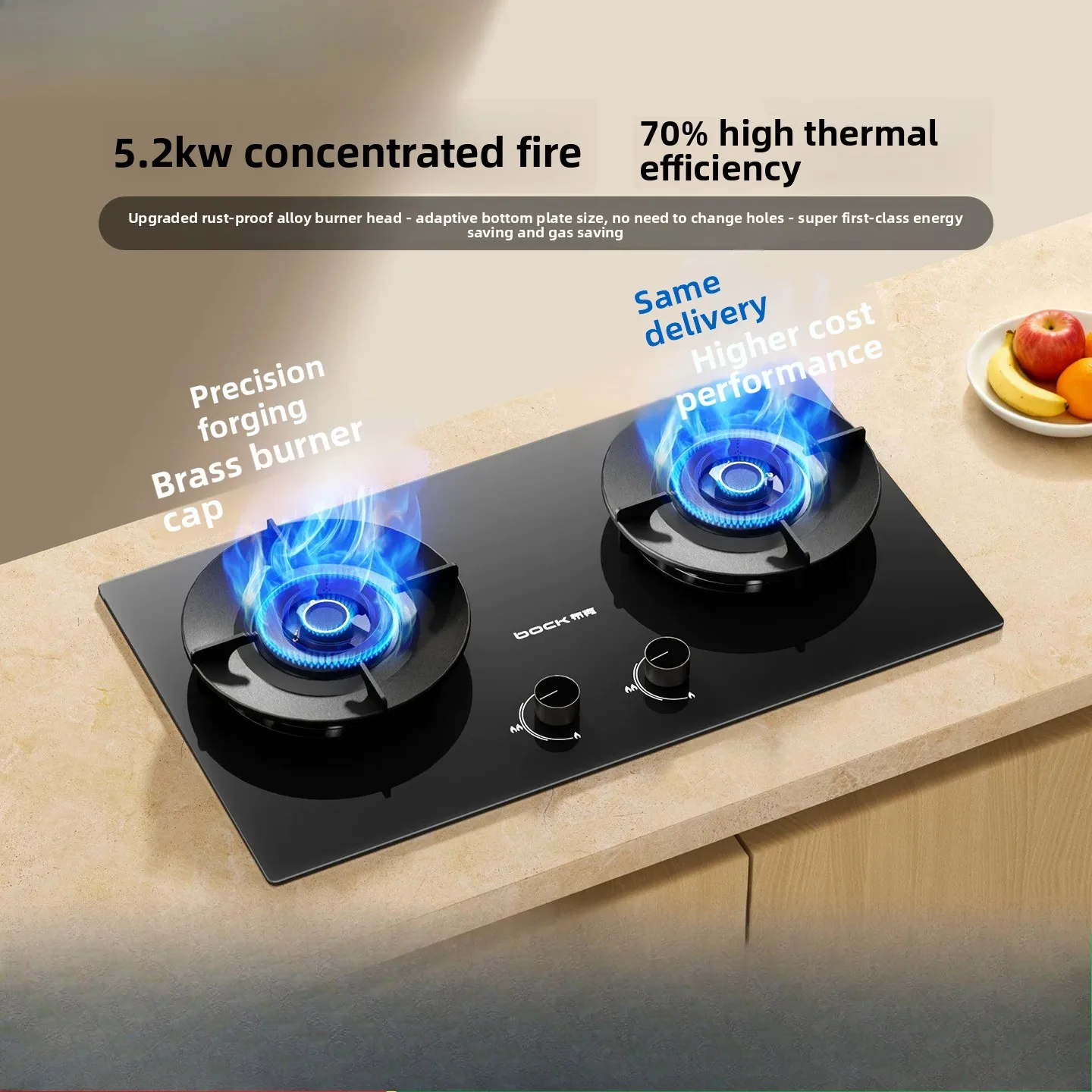 

Household Gas Stove High Power 70% High Energy Efficiency Cooktop For Natural Gas Kitchen Cooking Hob