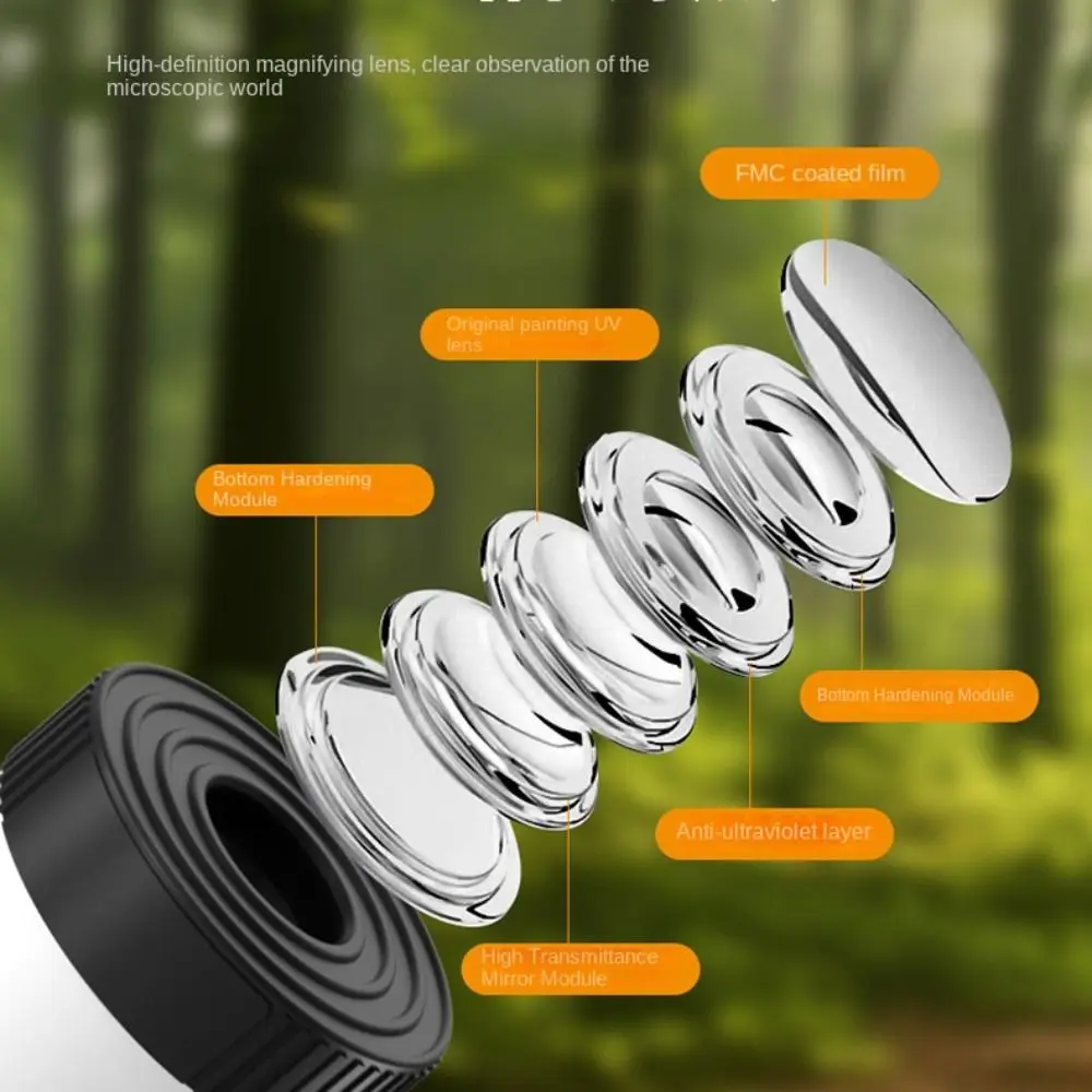 

60-200x Magnification Pocket Microscope LED Light Optical HD Science Kit Portable Design Battery Powered