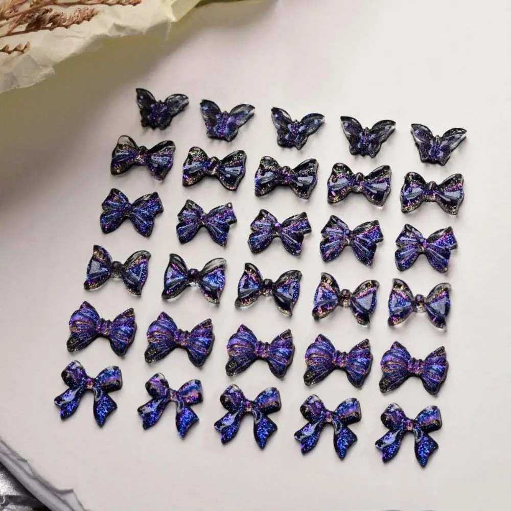 Bowknot Nail Art Jewelry Phantom Purple Bow Nail Decorations Bow Nail Drills Butterfly Nail Rhinestones Manicure Accessories