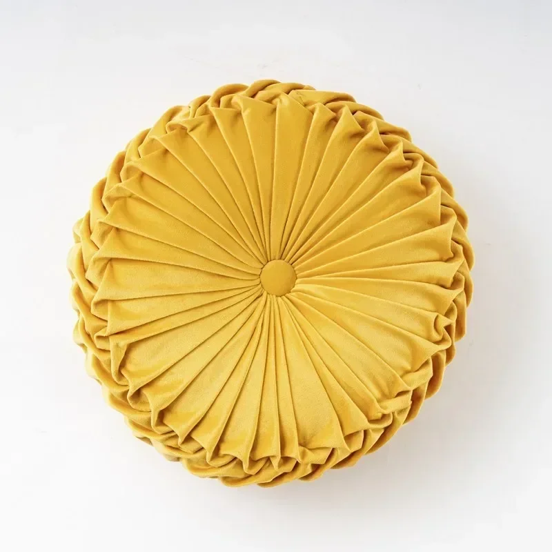 

Nordic Pumpkin Cushion Light Luxury Pure Color Velvet Pillow Living Room Wheel Round Futon Bay Window Cushion Tatami