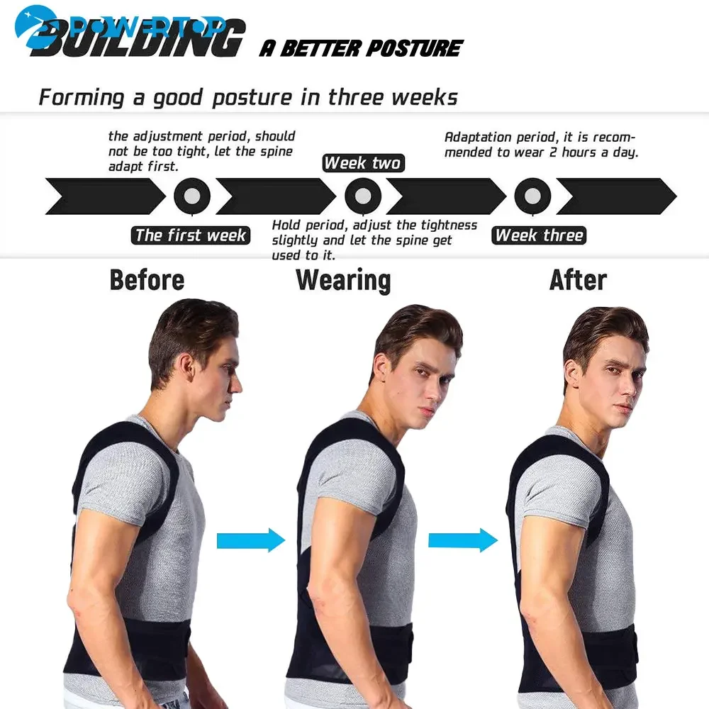 Reinforced Belt Lumbar Column Posture Corrector Vest Adjustable Back Support Strap Shoulder Spine Brace Neck Stretcher Trainer