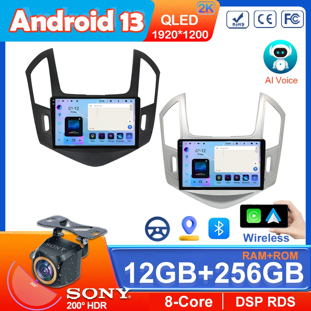 

AI Voice Wireless CarPlay Android Auto Radio For Chevrolet Cruze 2012-2015 4G Car Multimedia GPS Navigation NO 2din autoradio