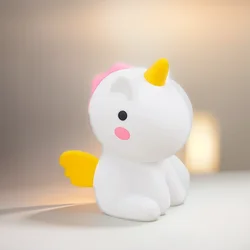 Luce notturna a LED in Silicone unicorno cartone animato, lampada colorata per atmosfera per bambini, decorazioni da comodino per camera da letto, regali per le vacanze