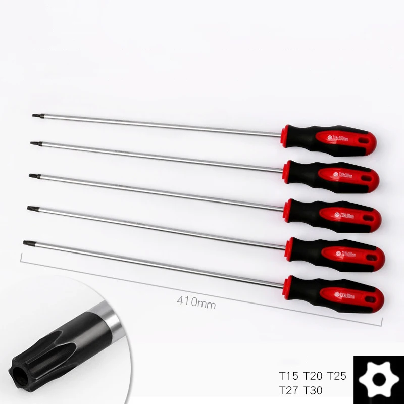 

O50 5pcs 400mm Extra Long Torx Screwdriver With Hole Chromium Vanadium Alloy Steel Magnetic Screw Driver Repair Tool T15-T30