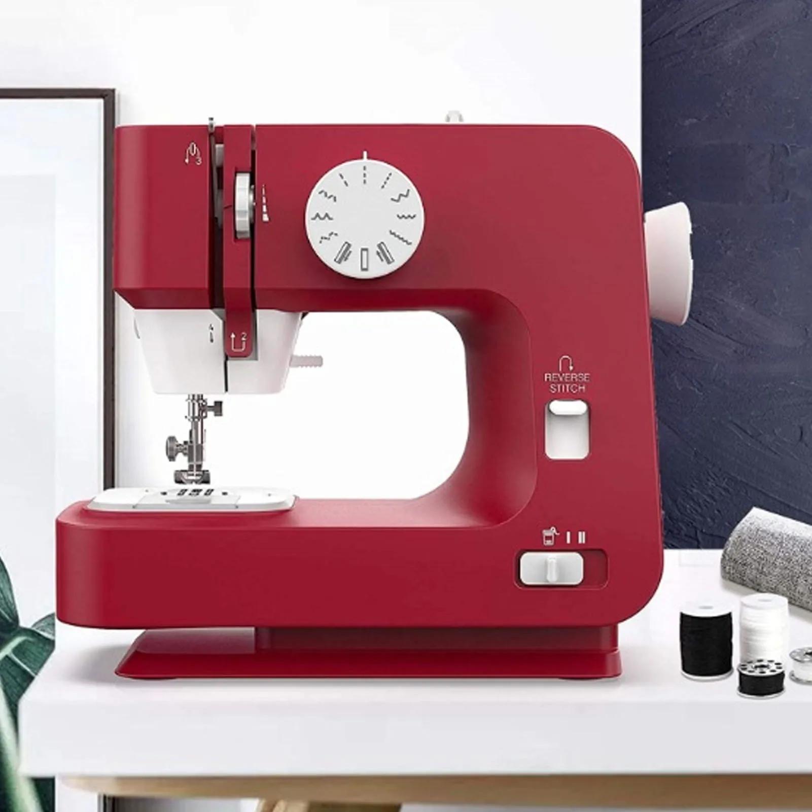 

Beginner Sewing Machine 12 Preset Stitch Patterns Easy Operation Kids Sewing Machine with Accessories US Plug