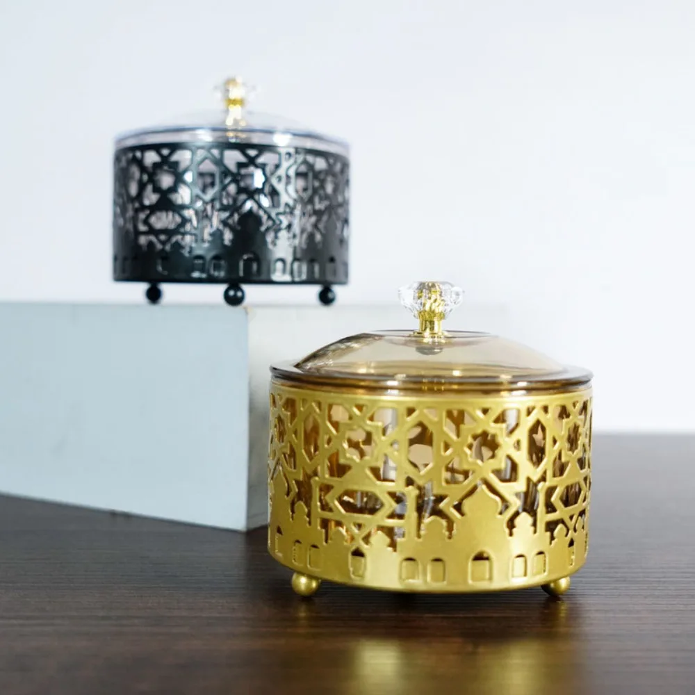 

Gold Ramadan Food Tray Metal Muslim Festival Eid Snack Storage Tray Eid Mubarak Islamic Jewelry Storage Case Ramadan Decoration