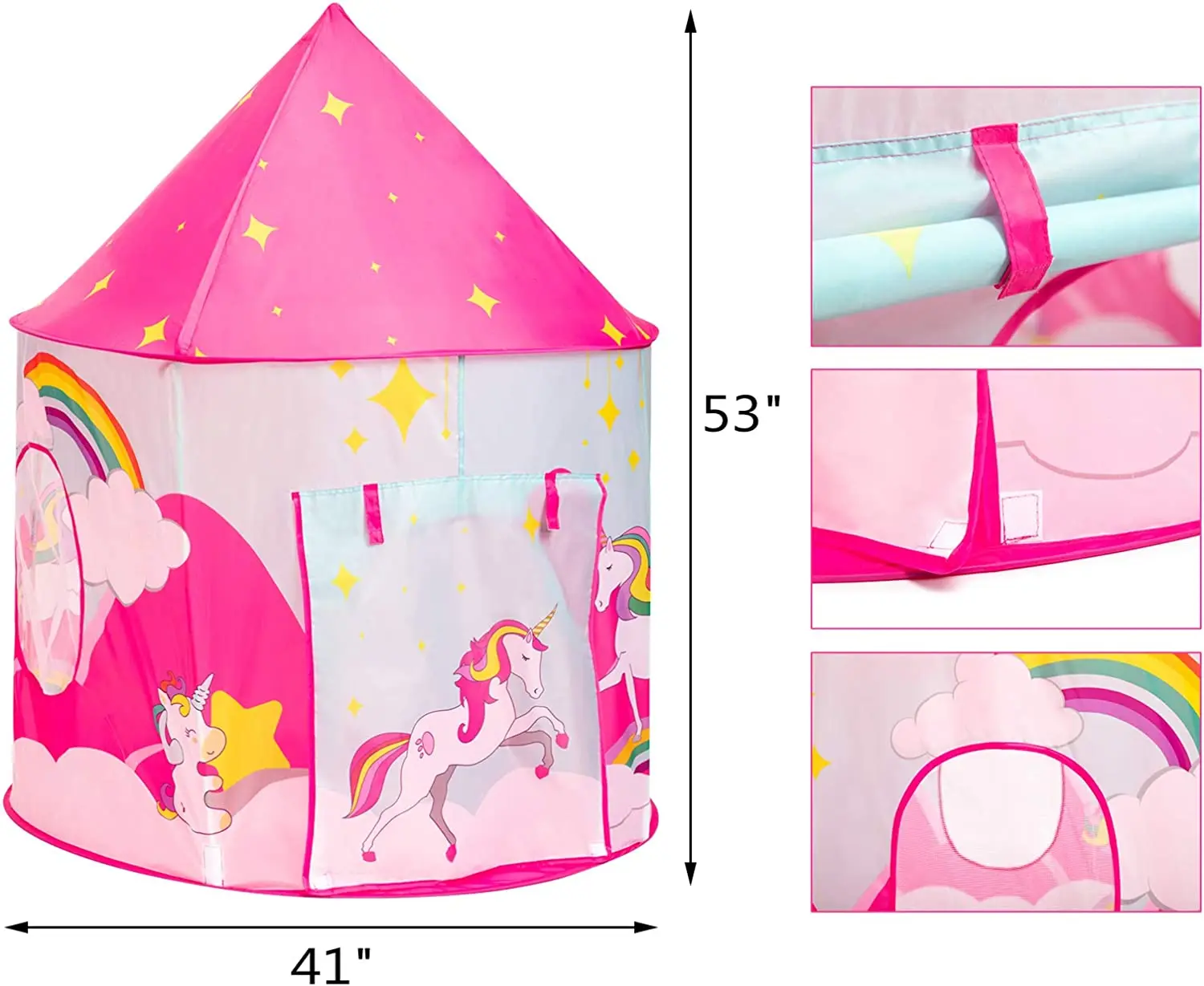 Child Pink Princess Playhouse Tent for Girl  unicorn Castle Play Tent for Kids Boys Pop Up Folds Tent Toy for Indoor and Outdoor