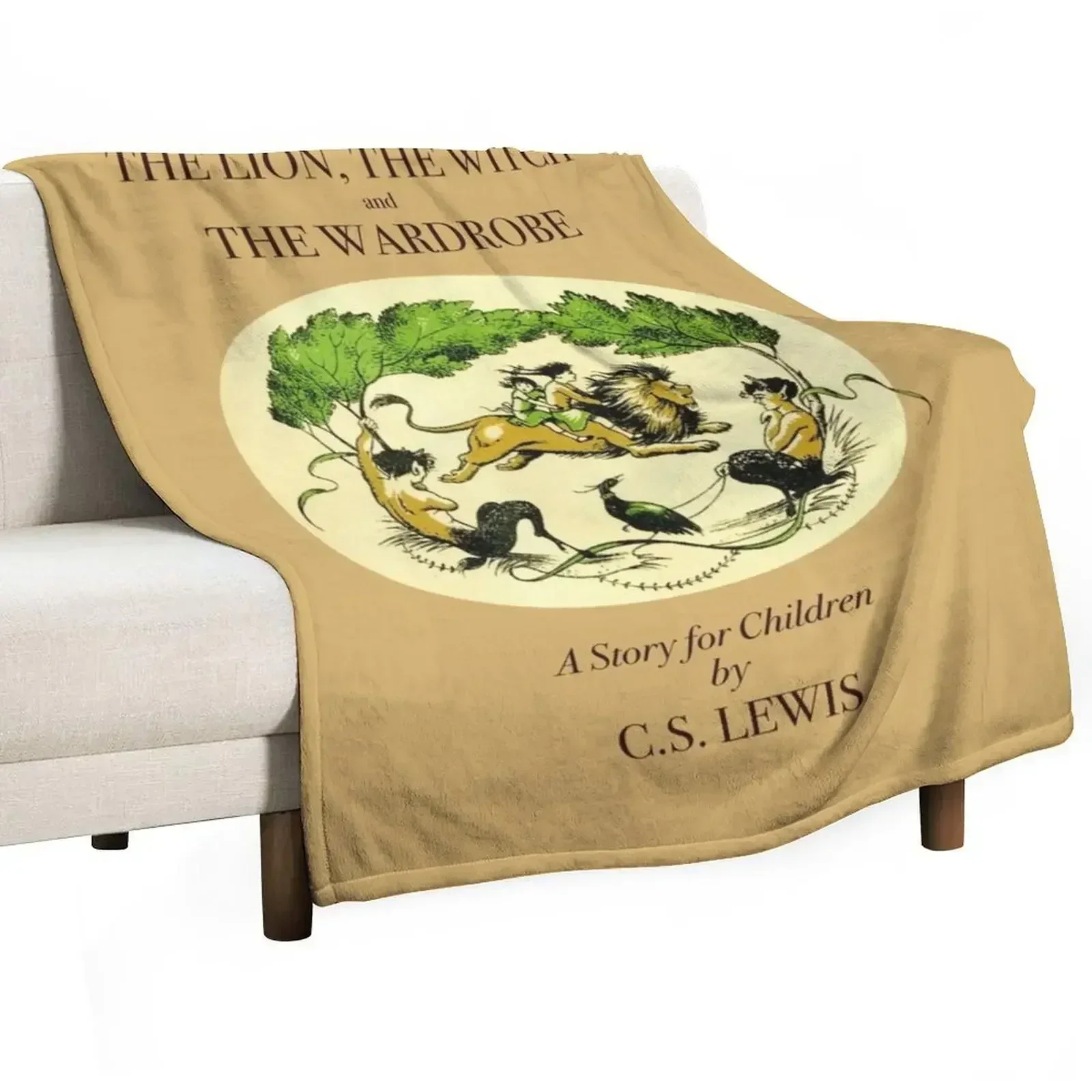 

The Lion The Witch And The Wardrobe Narnia classic vintage cover illustration Throw Blanket anime Winter beds Blankets