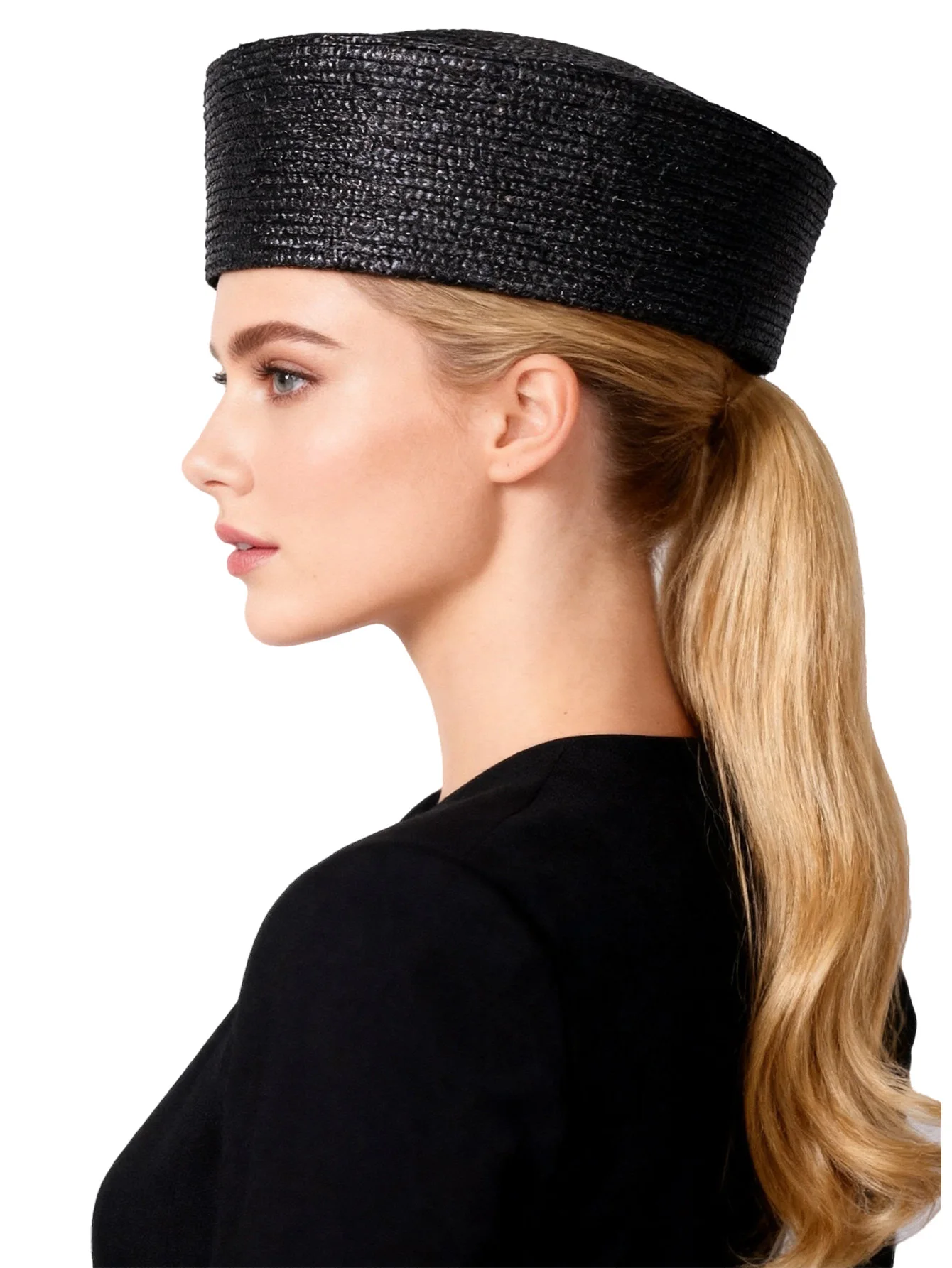 Elegant Vintage Black Brown Straw Pillbox Hat for Women Natural Grass Cocktail Church Wedding Bride Party Dress Cap