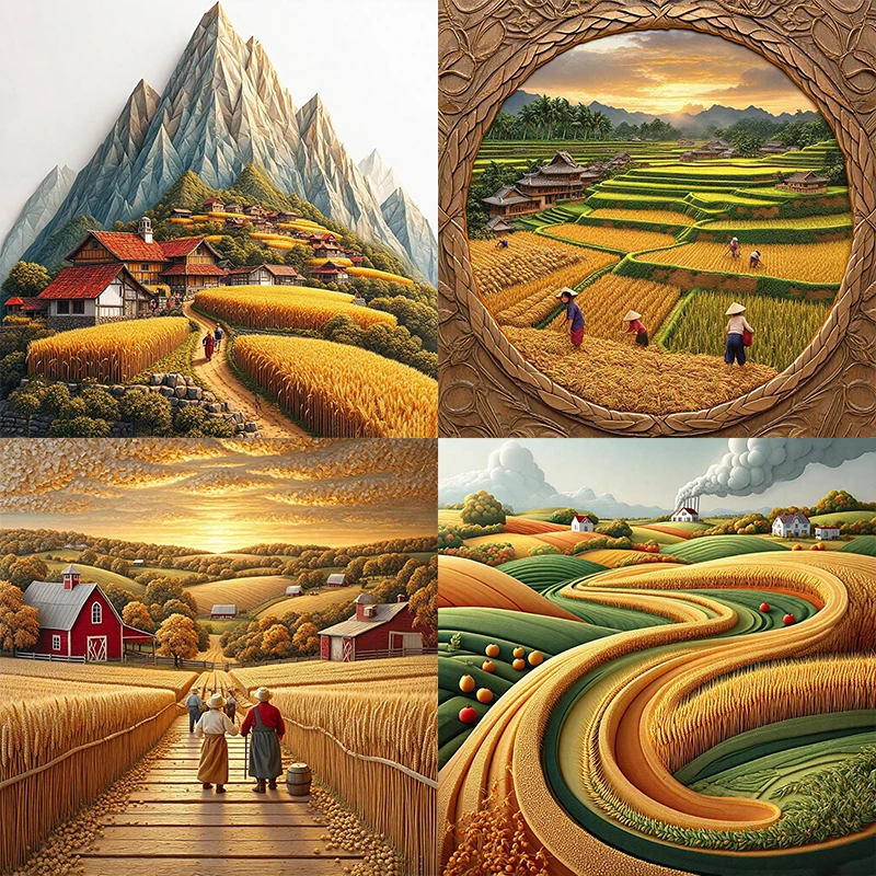 Three Ratels QL234 Beautiful exquisite rural scene Art Wall Stickers for Home Decoration