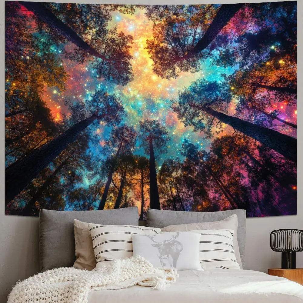 Mystic Sky Tapestry: Nature's Tapestry in Psychedelic Aesthetics for Home Decor