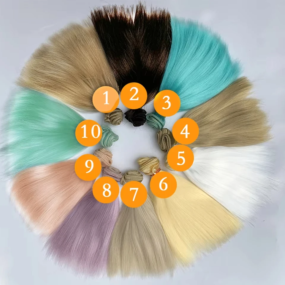 BJD/SD 1/3 1/4 1/6 Milk Silk Doll Hair Red White Green Synthetic Nylon  Soft Shiny Doll Wig 25cm Doll Accessories