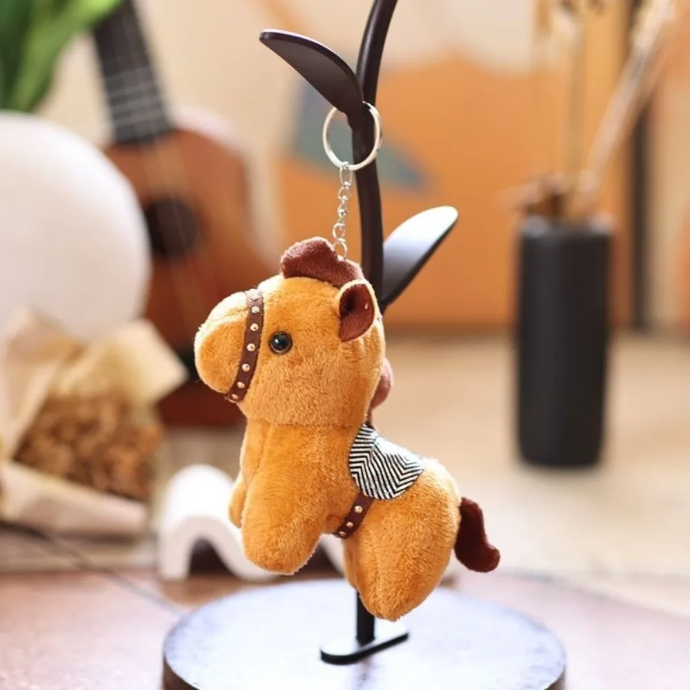 Cartoon Pony Pendant Steed Doll Mascot Doll Plush Horse Keychain Chinese Style Fluffy Zodiac Pony Figurine Chinese New Year Gift