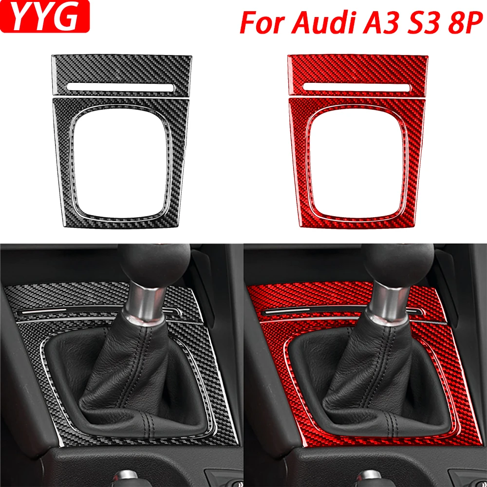 For Audi A3 S3 8P 2006-2007 Real Carbon Fiber Manual Gear Shift Cover Decorative Interior Modification Car Accessories Sticker