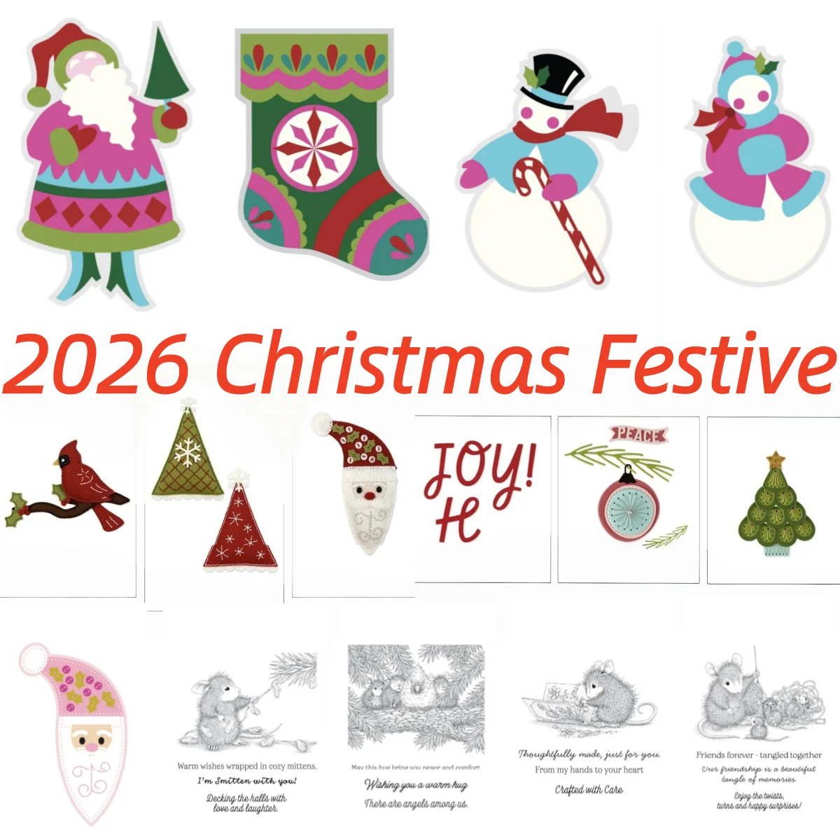 2026 Christmas Festive Santa Snowlady Cardinal Tree Harvest Metal Cutting Dies Clear Stamps for DIY Decorating Scrapbook Card