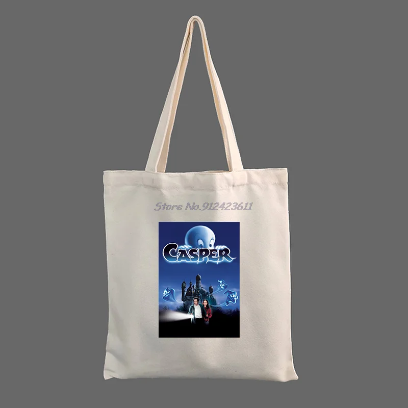 Casper Movie Poster Women Canvas Shopping Bag Print Female Cloth Shoulder Bag Eco Handbag Tote Reusable Shopper Bags