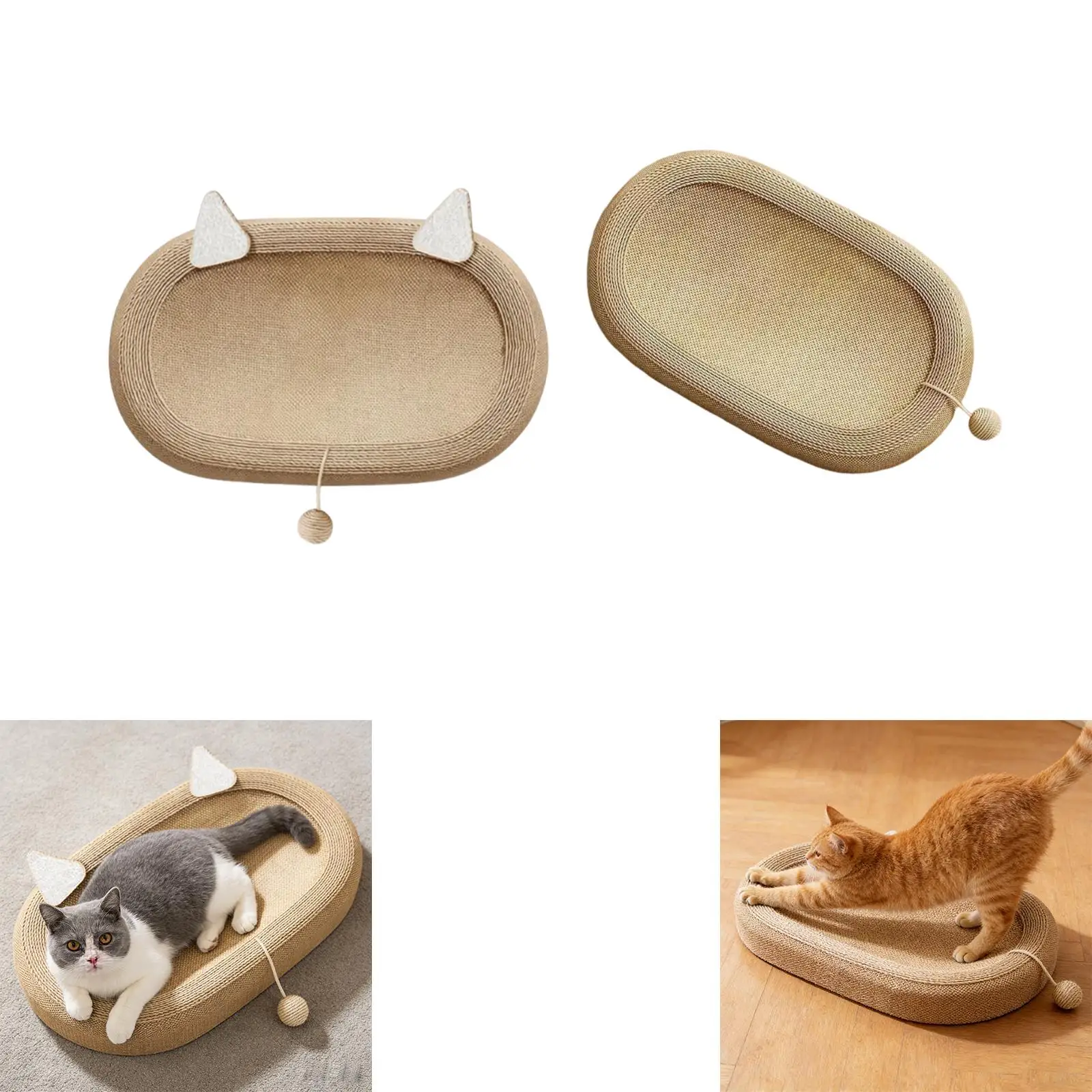 Cama rascadora ovalada de sisal para gatos – Rascador y protege muebles - imagen 5