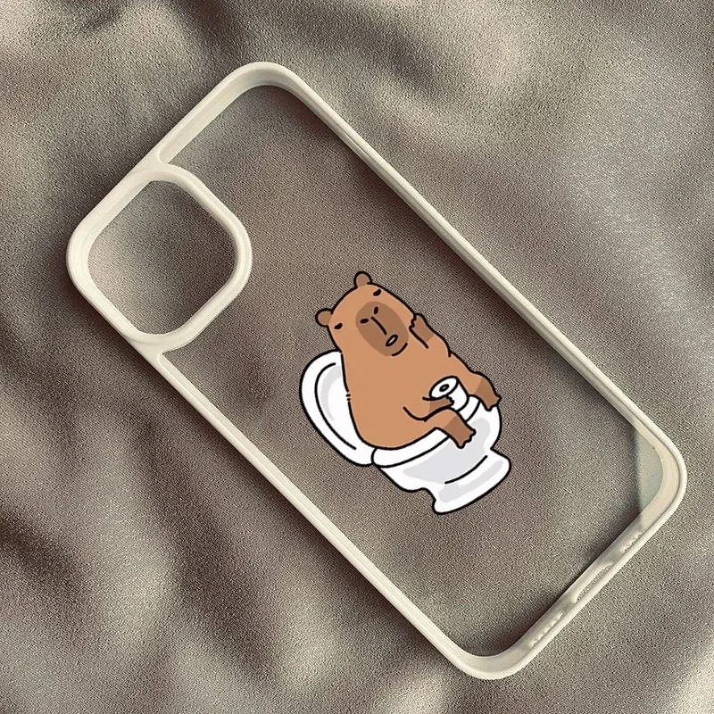 Cute Cartoon Capybara Couple Phone Case For iPhone 15 Pro MAX 17 14 11 13 12 16 X SE20 XR 7 8Plus Rabbit Bear Bumper Clear Cover