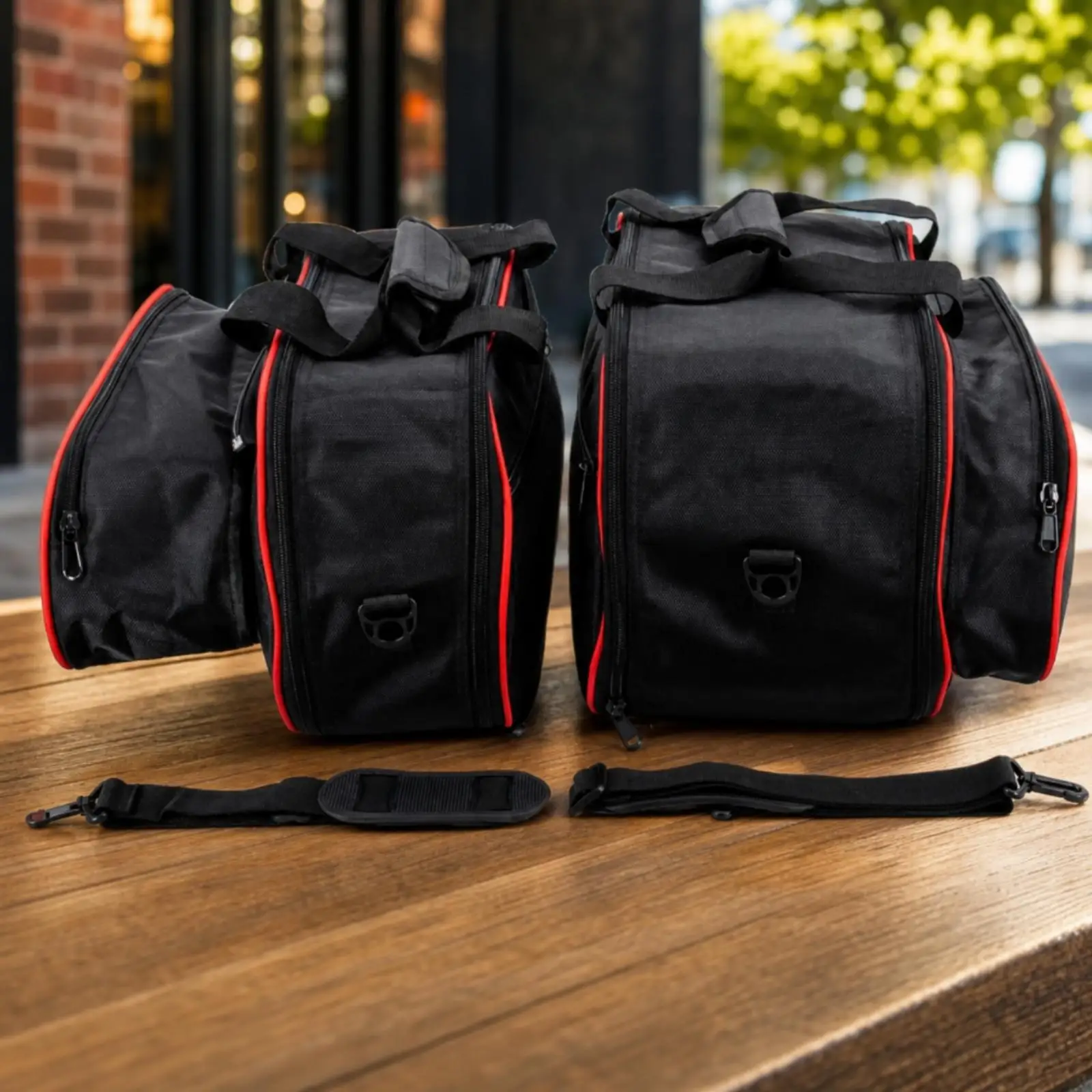 3 Pieces Italian Motorcycle Brand Multi-Terrain Luggage Lining Bag Structured Motorcycle Luggage Bag with Zippered Compartments
