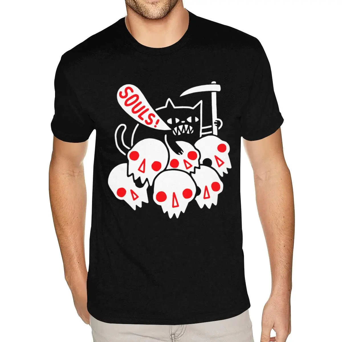 

Мужская рубашка Dark Souls на заказ, ультра хлопковая черная футболка с короткими рукавами и круглым вырезом с графикой