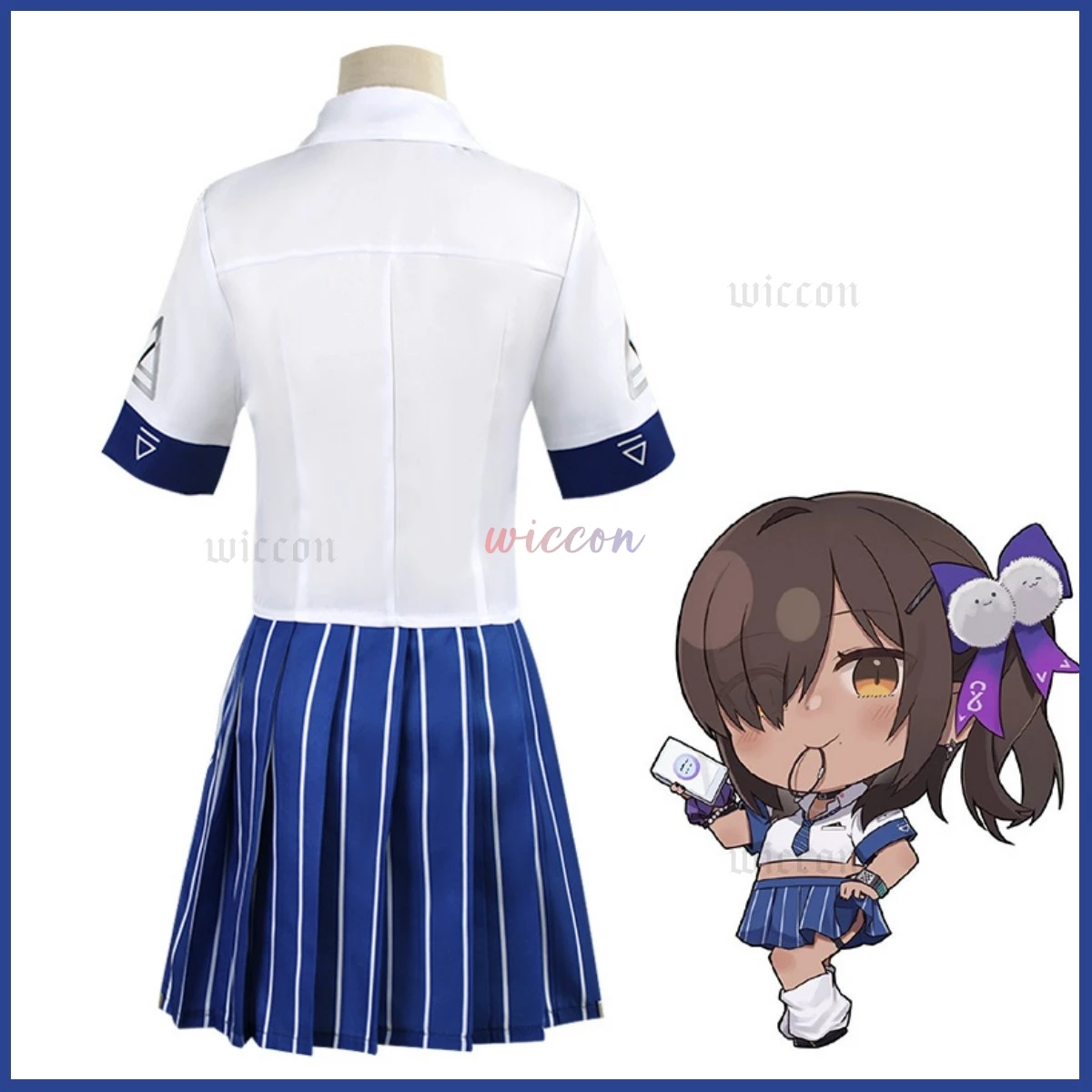 Game NIKKE：The Goddess of Victory Naga Cosplay Costume Japanese JK Uniform Blue Stripe Skirt Shirt Woman Sexy Carnival Suit