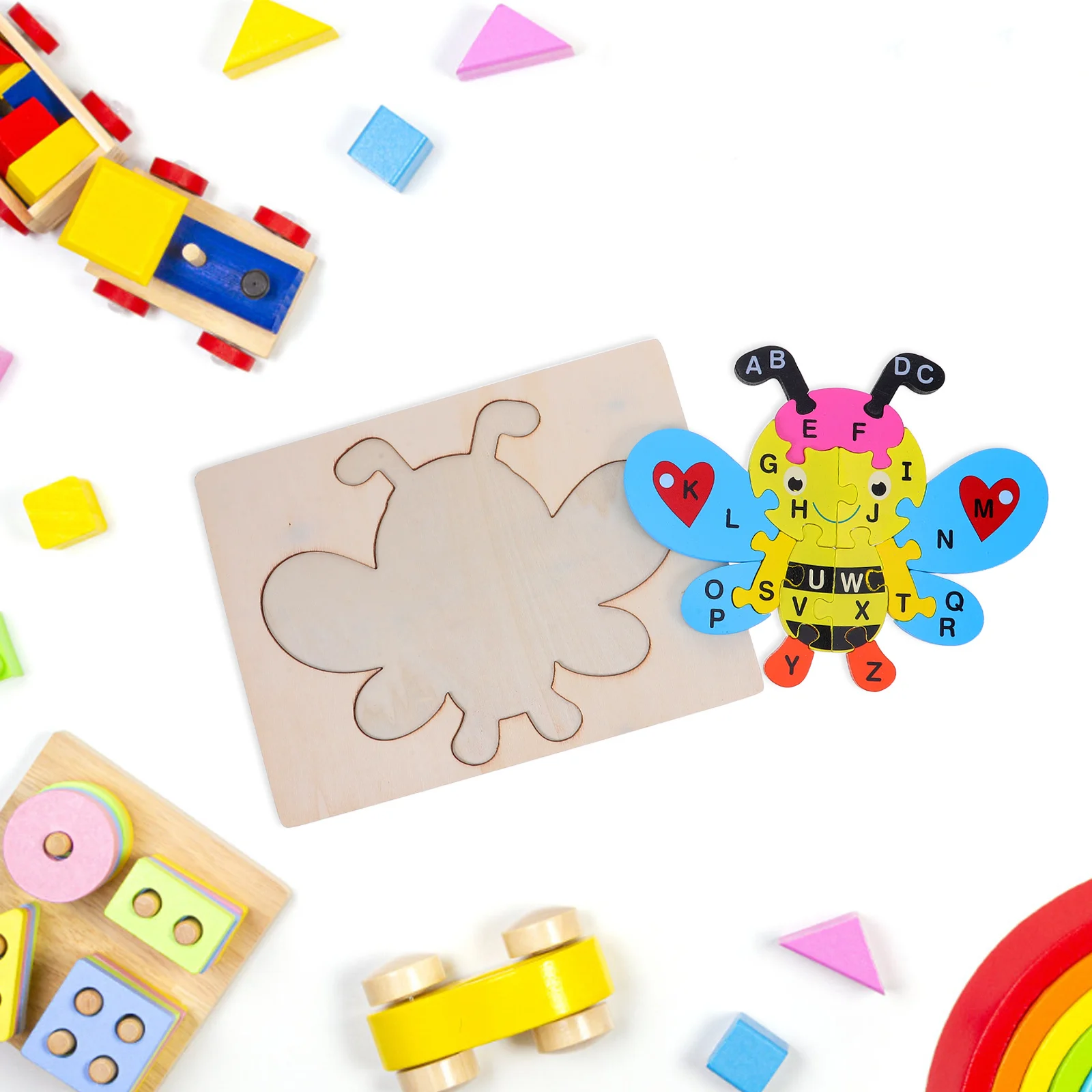 36 Pieces Early Education Puzzle Children Wooden Colorful Cognitive Learning Game for Brain Development Preschool Gift