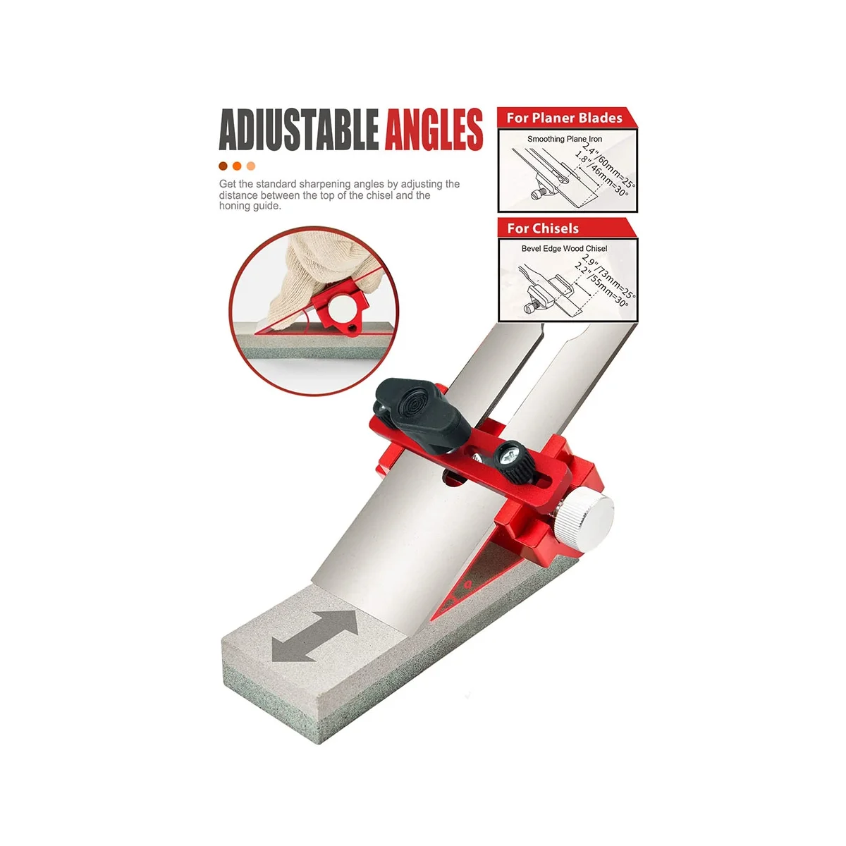 Fixed Angle Honing Guide Edge Sharpening Jig for Chisels 0-2.25inPlaner Blades Flat Chisel Woodworking Sharpener Bracket