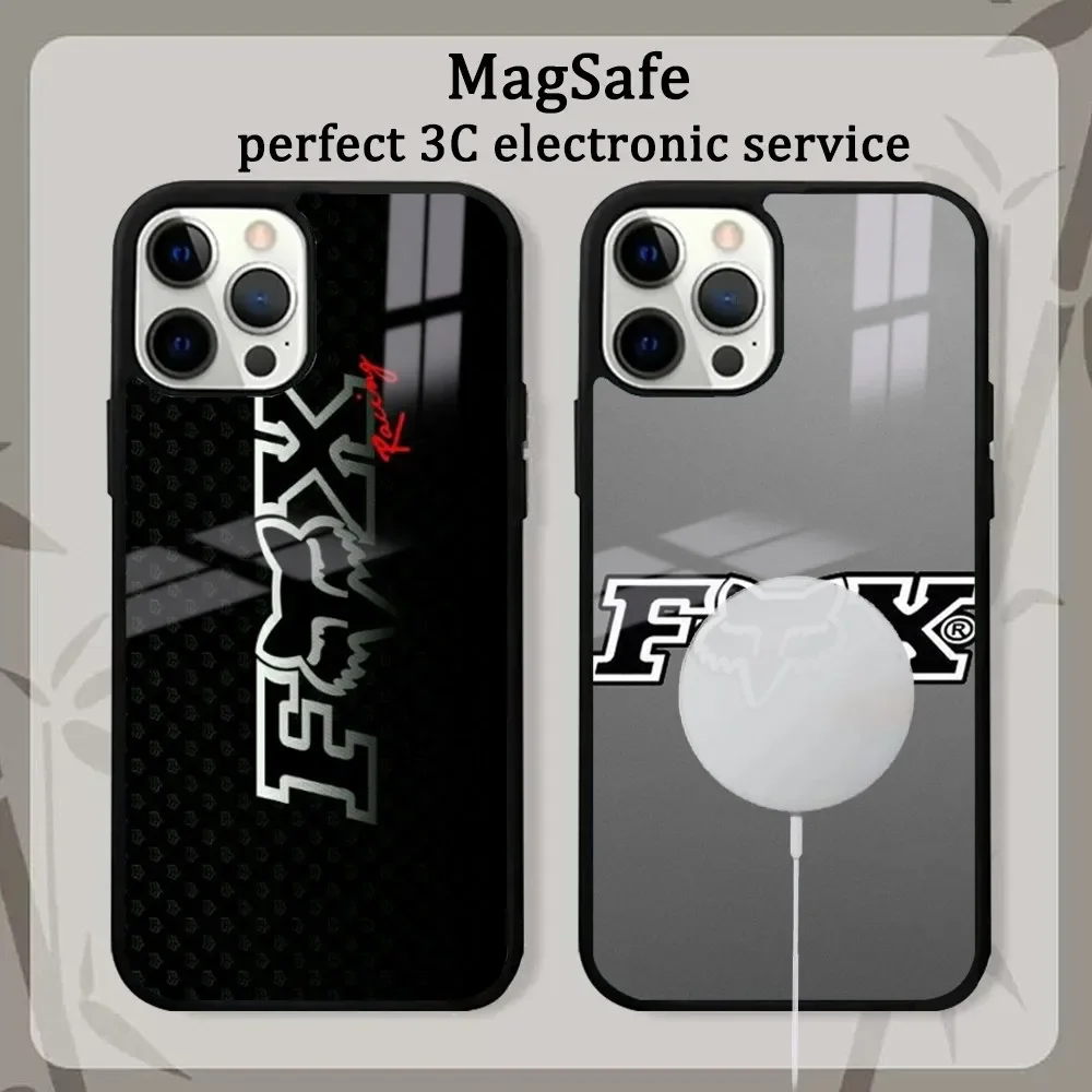 Cartoon Motorcycle R-Racing F-Foxes Phone Case For IPhone 15 14 13 12 11 Pro Max Plus Mini Mirror Magnetic Cover