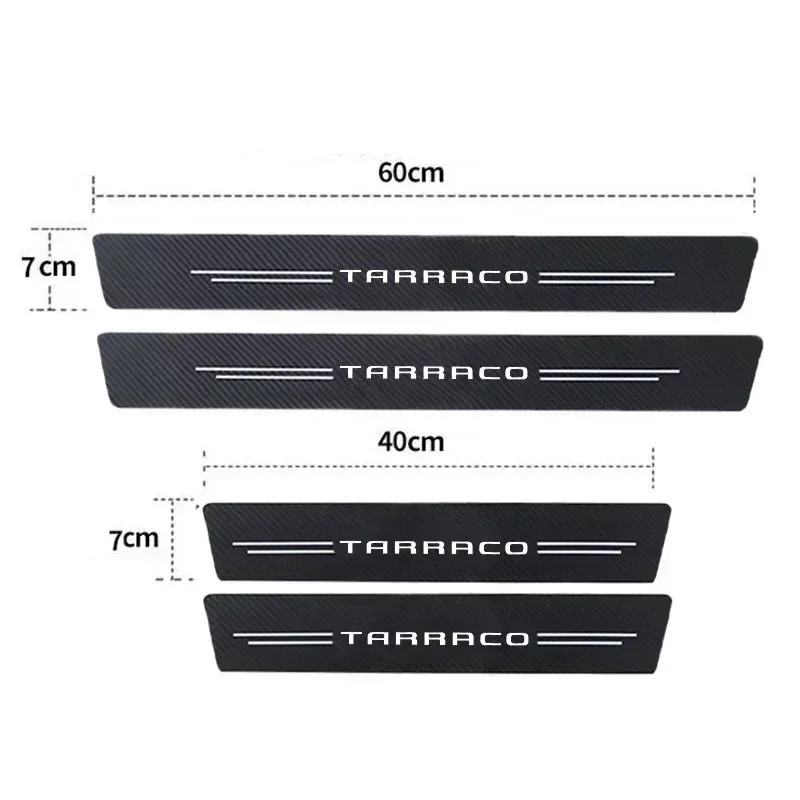 Carbon Fiber Car Decals for Tarraco Emblem Door Threshold Stickers Trunk Sill Pedal Guards Scuff Plate Protective Film For Seat