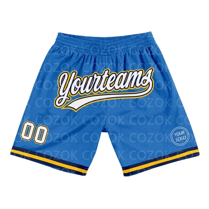 Custom Blue Vertical line Authentic Basketball Shorts 3D Printed Men Shorts Your Name Mumber Quick Drying Beach Shorts