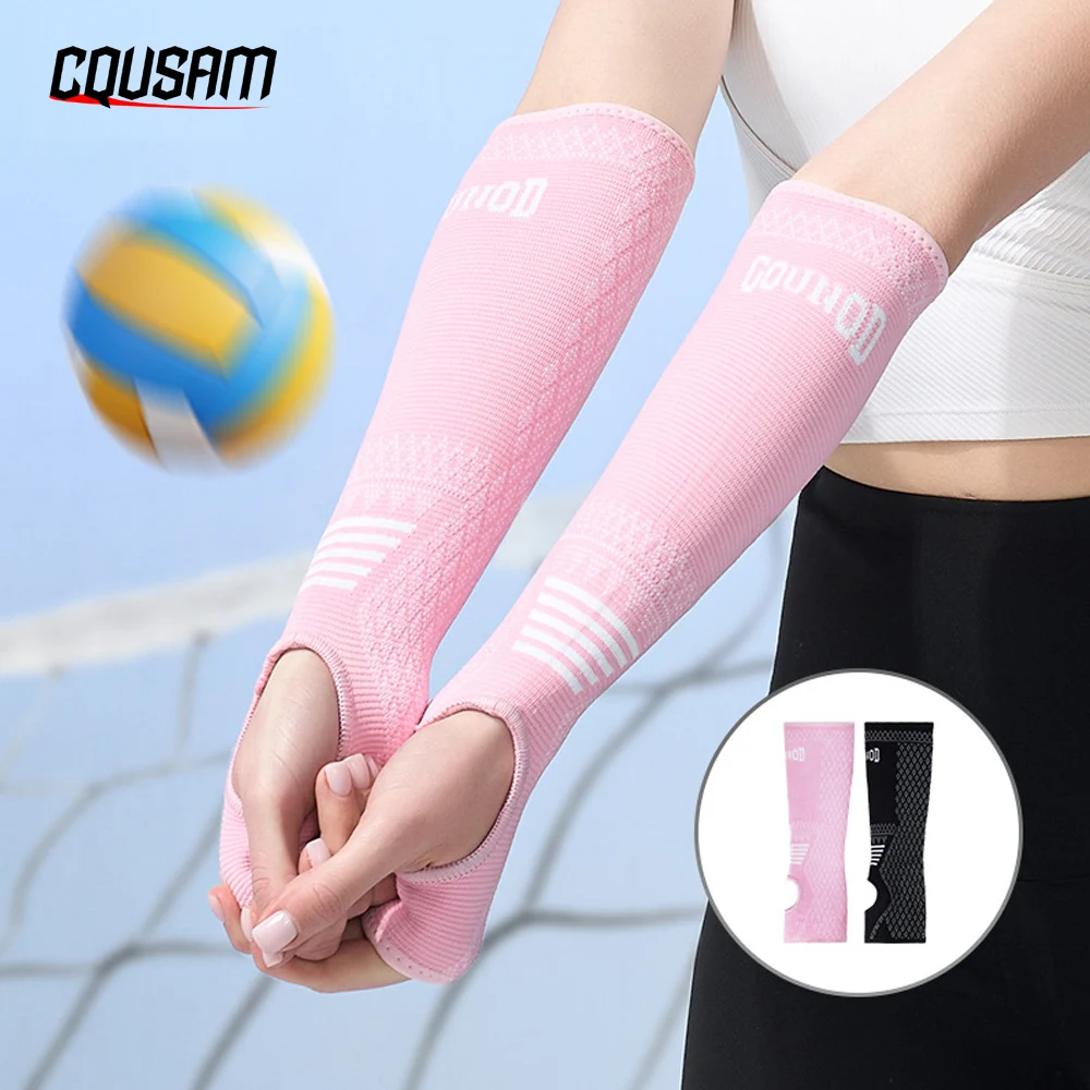 

1Pair Outdoor Sports Sleeve Arm, Fingerless Gloves for Women Knit Thigh High Striped Arm Warmer Thumb Hole Stretchy Gloves