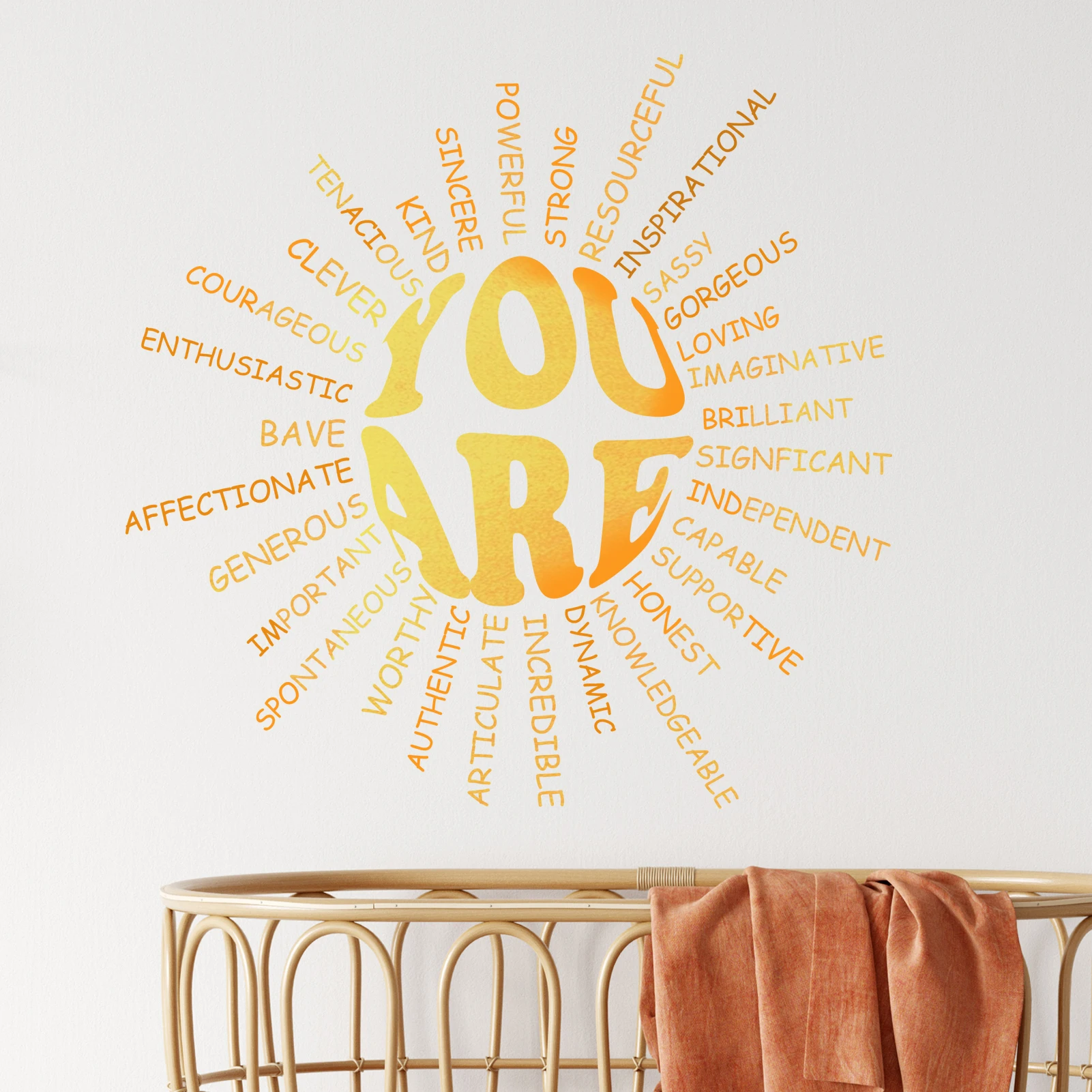 2pcs Sun Positive Affirmation Wall Sticker,  