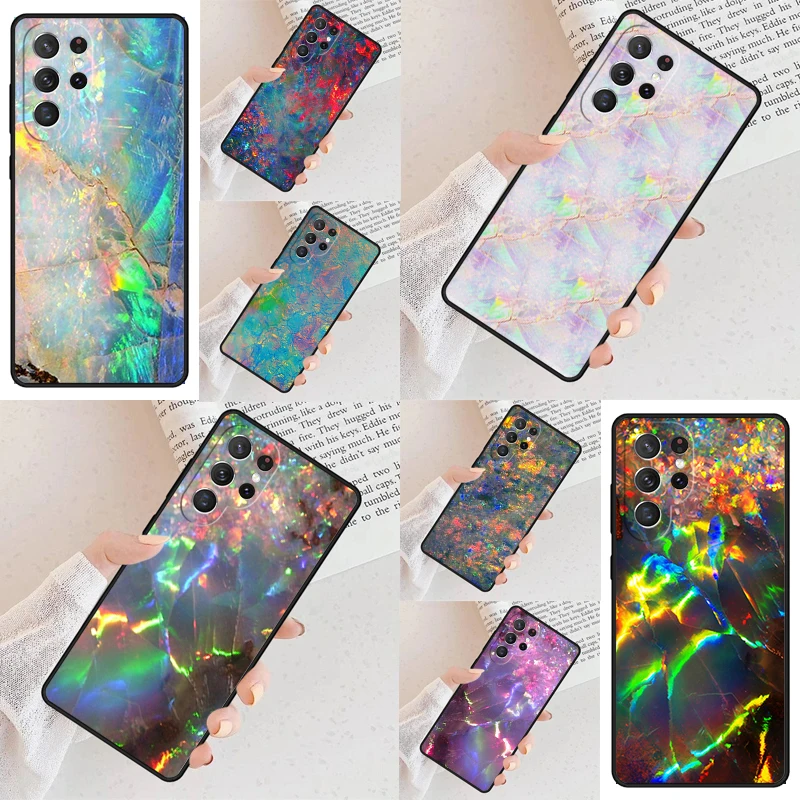 Opal Stone Iridescent Phone Case For Samsung Galaxy S24 S23 S22 S21 Ultra S10 Note 10 Pro S20 Plus FE S9 S8 Cover