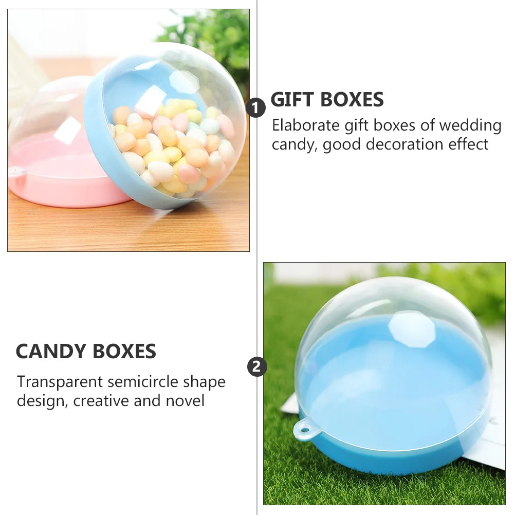 

12pcs Plastic Gift Semicircle Transparent Candy Storage Wedding Party Favor Boxes Creative Treats Boxes Lightweight Durable