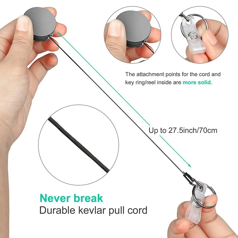 حامل شارة قابل للسحب الثقيلة ، حامل شارة معرف معدنية مع مشبك حزام ، حلقة رئيسية لبطاقة الاسم وسلسلة المفاتيح ، 20 حزمة