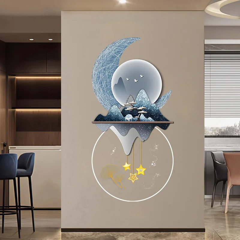 

Light luxury creative entrance decorative painting wall decoration Chinese luminous atmosphere three-dimensional acrylic