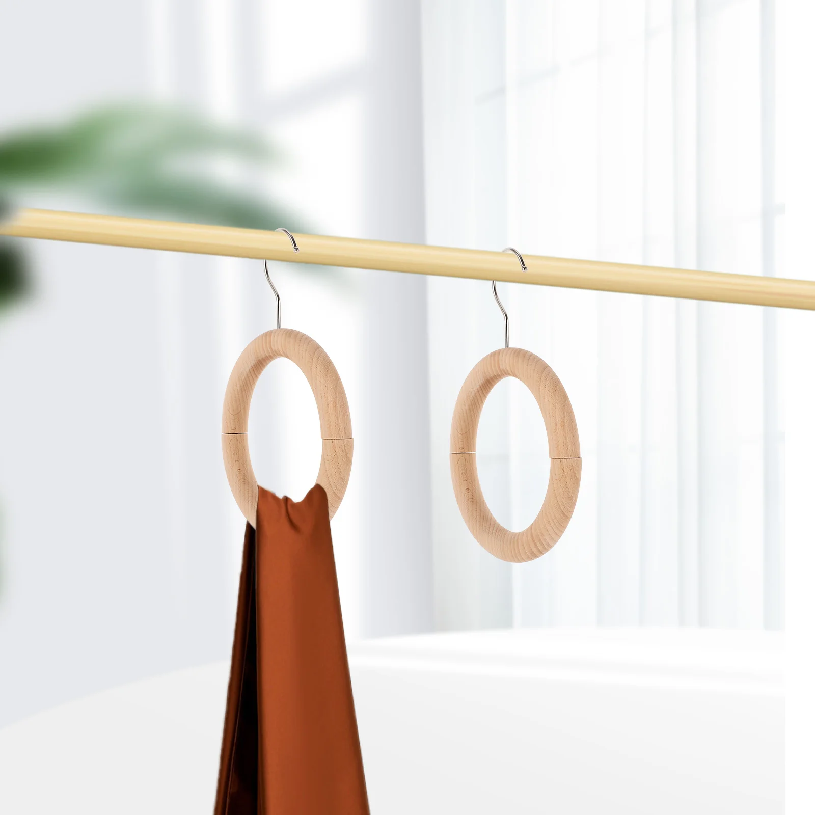 

Magnetic Trouser Hook Scarf Hanger Wood Iron Material Wardrobe Clothes Storage Rack Shawl Necklace Organizer